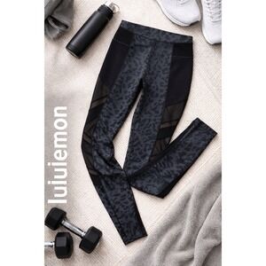 Lululemon Just Breathe Pant Womens 2 Animal Swirl Deep Coal Black Mesh Leggings